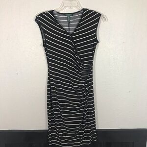 Lauren Ralph Lauren Black Striped White Knit Dress